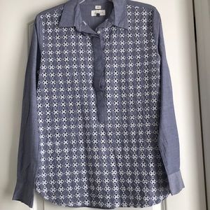 Blue, white button down. Worn only a few times.